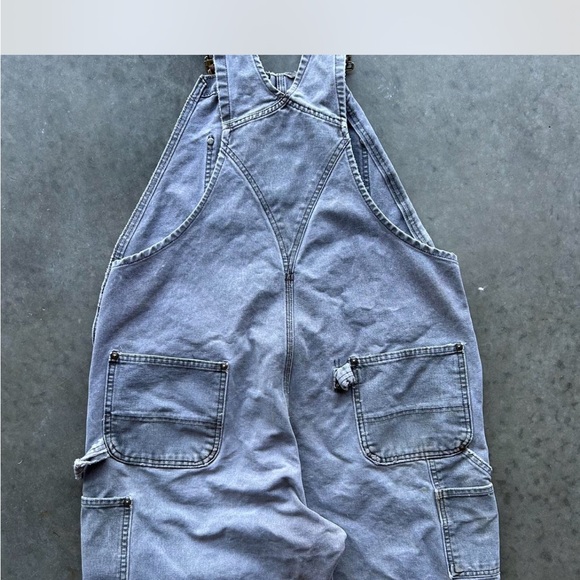 Vintage Carhartt; Gray Overalls with Brown Straps - Picture 4 of 5